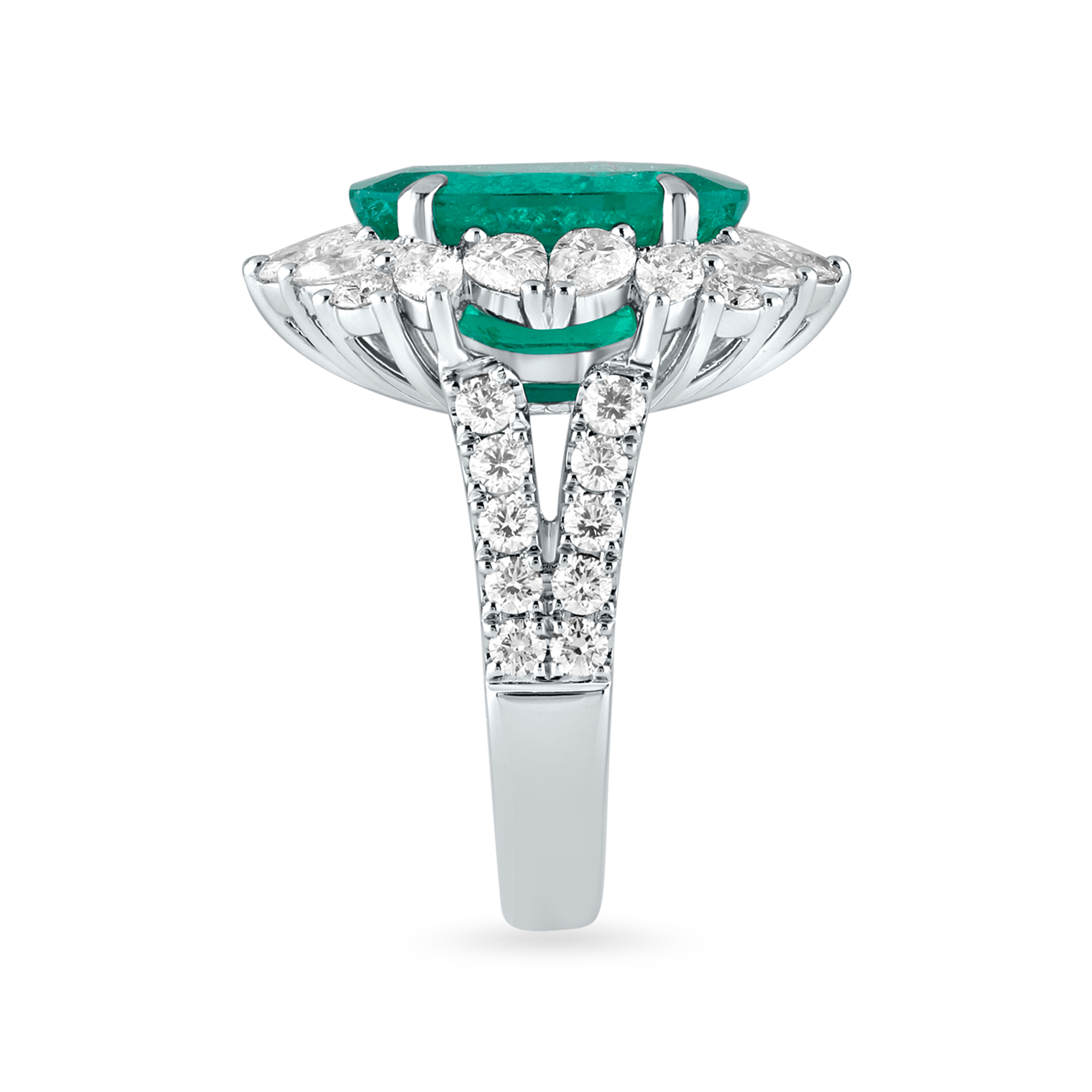 Birks Pure Desire Emerald Oval-Cut Ring with Diamonds in